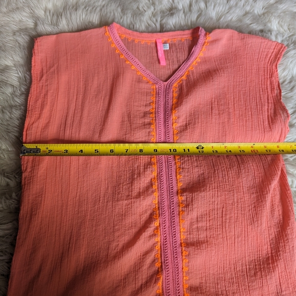 Final Price EUC Seafolly Big Girls Embroidered Kaftan in Fusion Coral - Picture 9 of 12